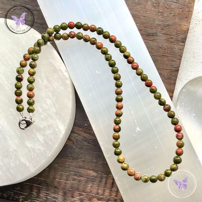 Unakite Small Bead Choker Necklace